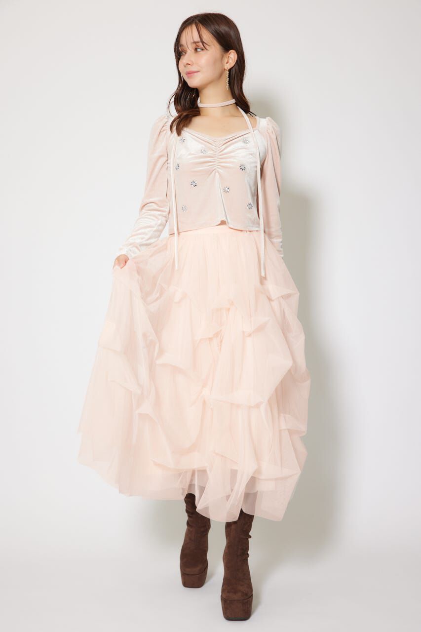 rienda「ランダムタックチュールスカート」|スカート|