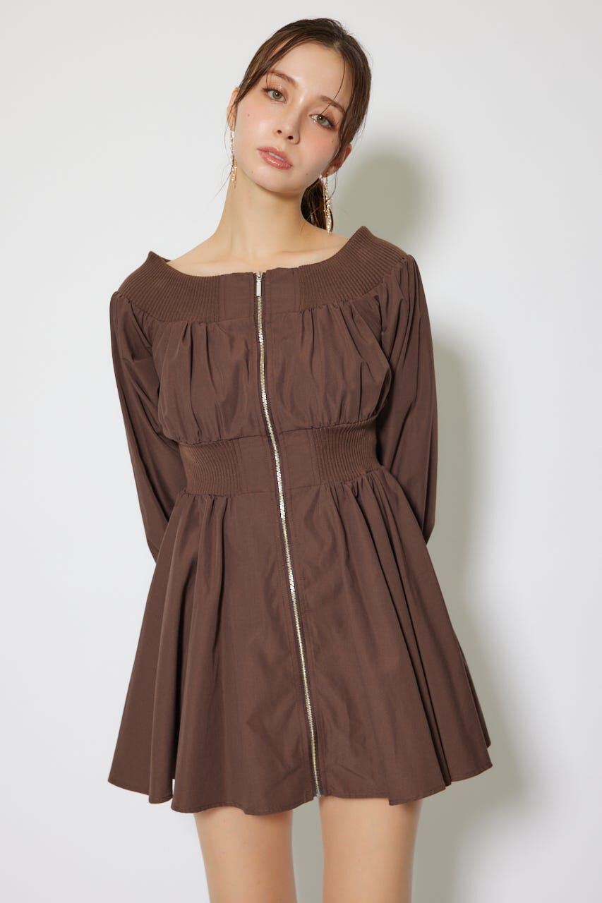 rienda「MA-1オフショルロングスリーブミニワンピース」|ワンピース|