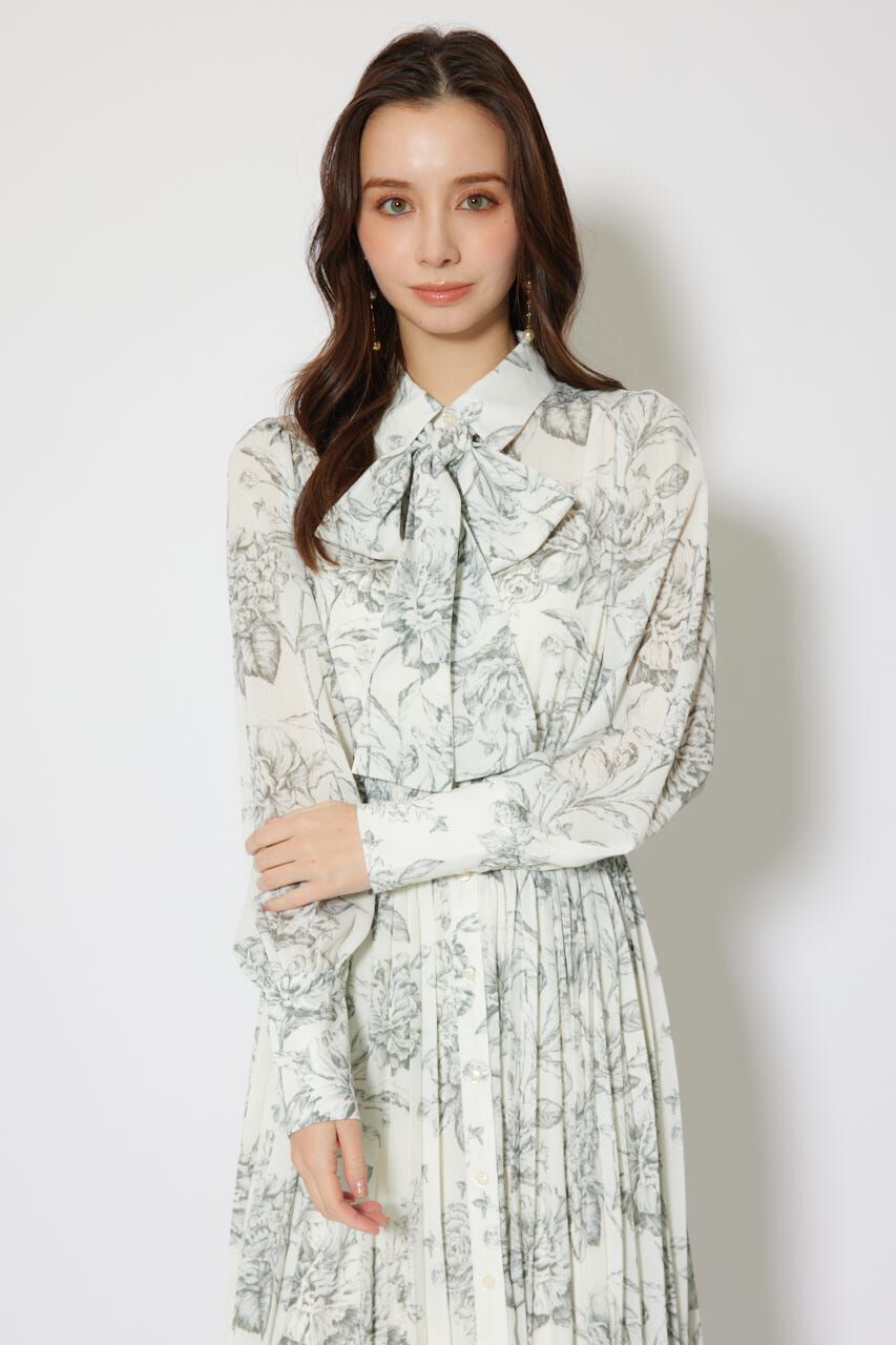 rienda「ラインフラワーボウタイワンピース」|ワンピース|