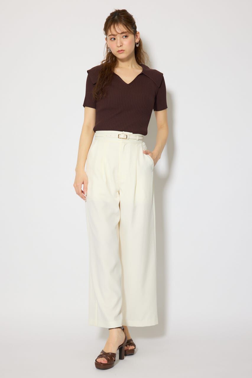 rienda「ベルト付き美ラインジャストウエストパンツ」|その他|