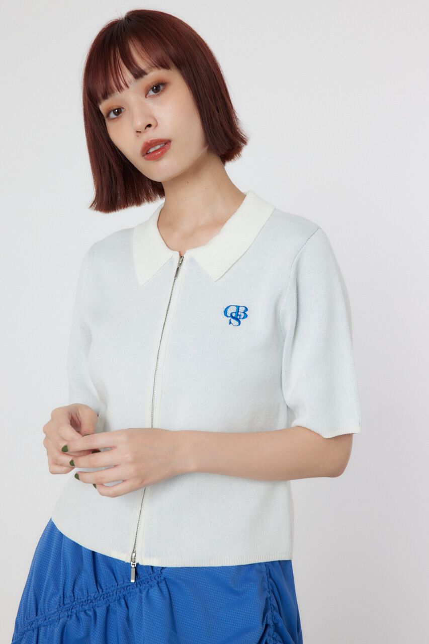 RODEO CROWNS「DSB ZIP KNIT トップス」|ニット・セーター|O/WHT1