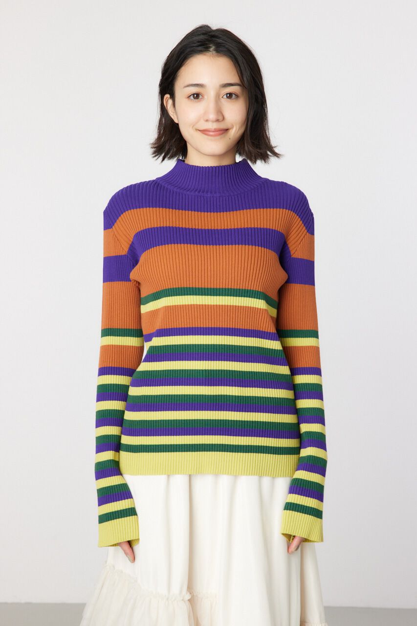 RODEO CROWNS「マルチボーダーハイネックトップス」|ニット・セーター|