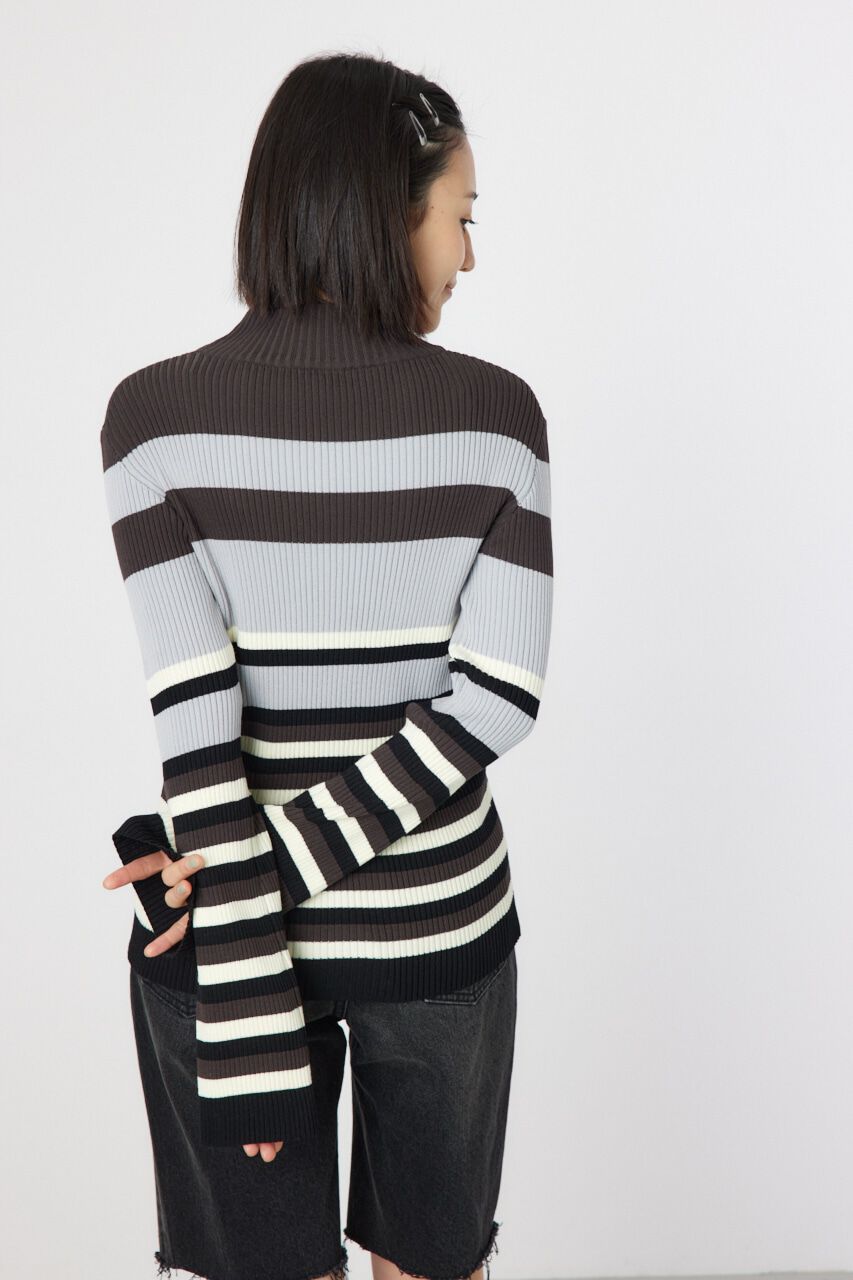 RODEO CROWNS「マルチボーダーハイネックトップス」|ニット・セーター|
