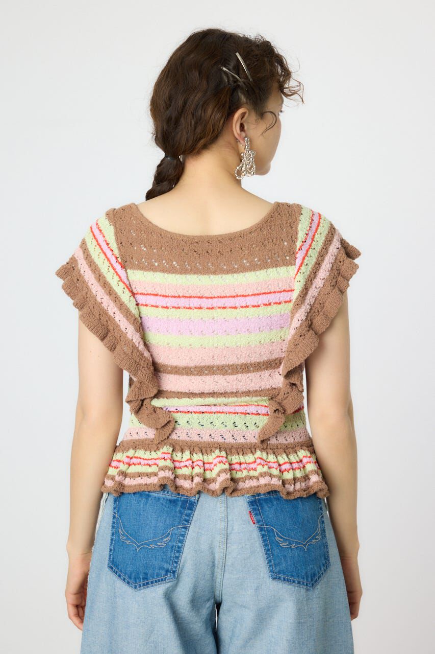 RODEO CROWNS「2WAYフリルクロシェニットトップス」|タンクトップ|