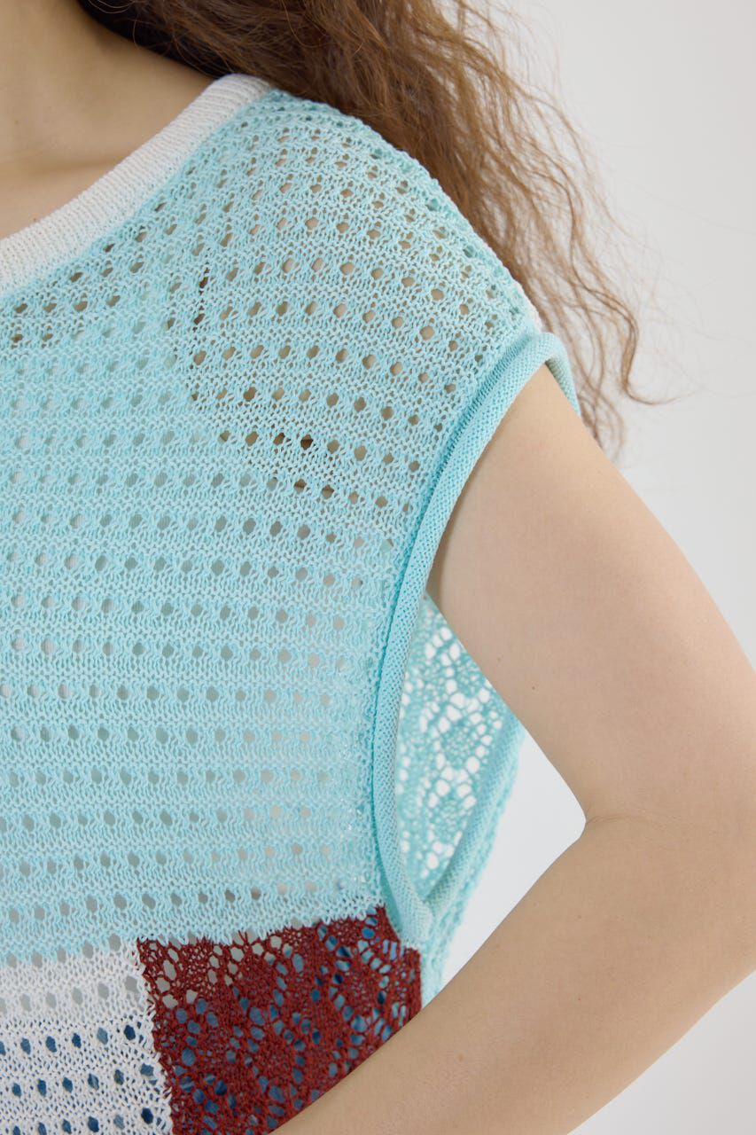 RODEO CROWNS「2WAY パッチワークニットベスト」|タンクトップ|