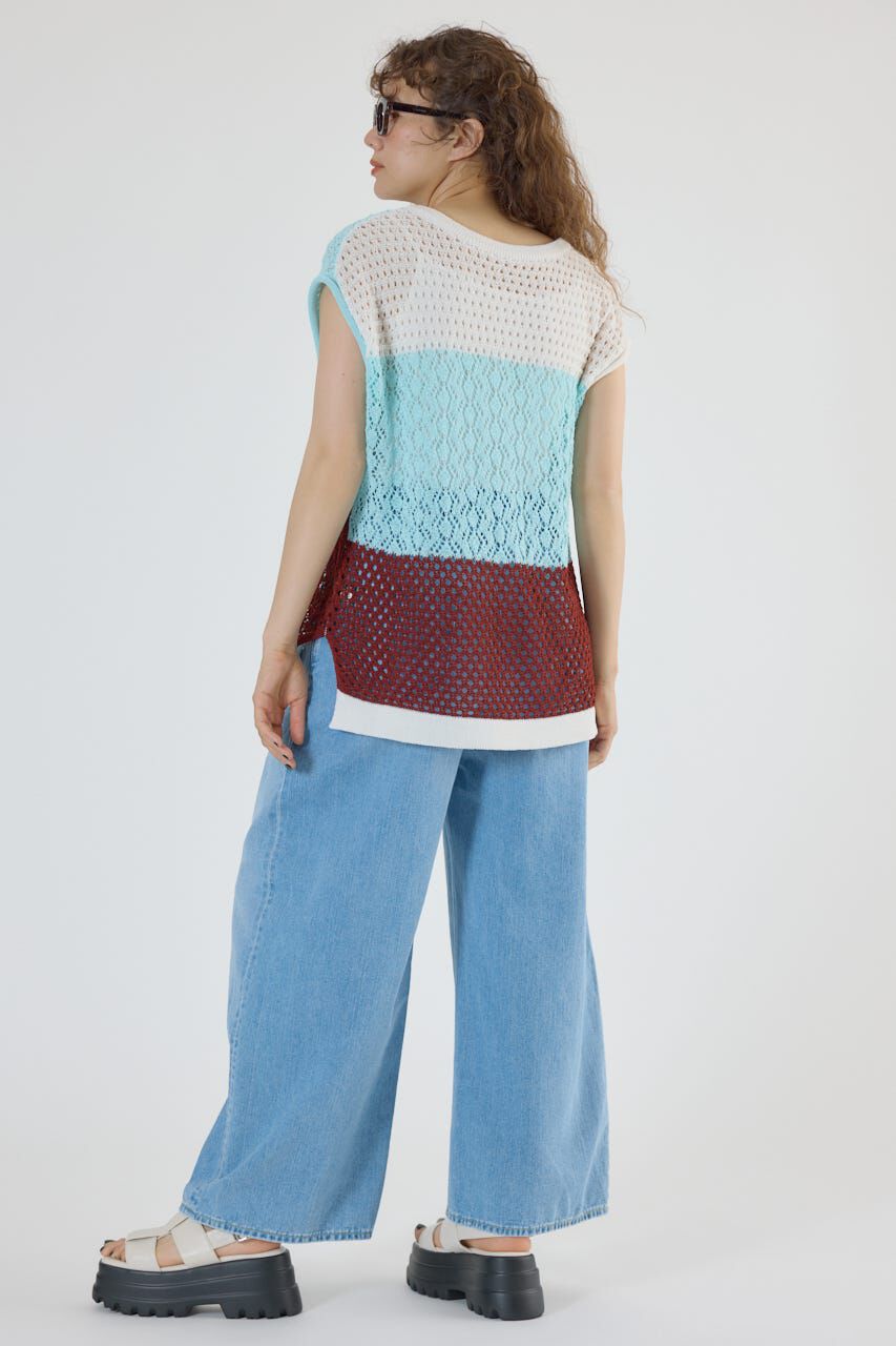 RODEO CROWNS「2WAY パッチワークニットベスト」|タンクトップ|