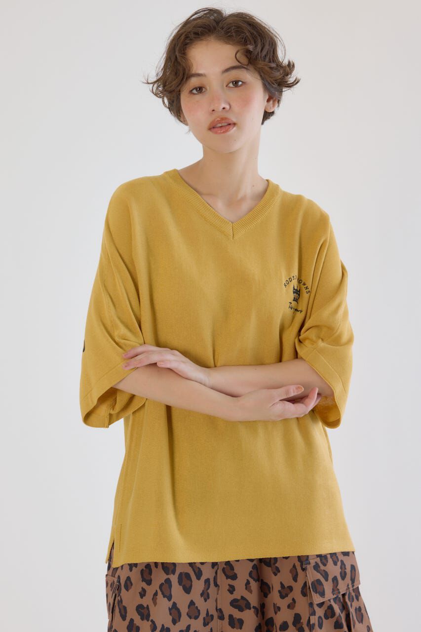 RODEO CROWNS「BIG LOGO5分袖ニットトップス」|ニット・セーター|