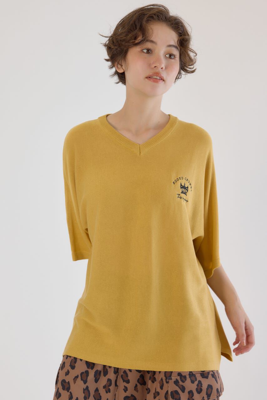 RODEO CROWNS「BIG LOGO5分袖ニットトップス」|ニット・セーター|