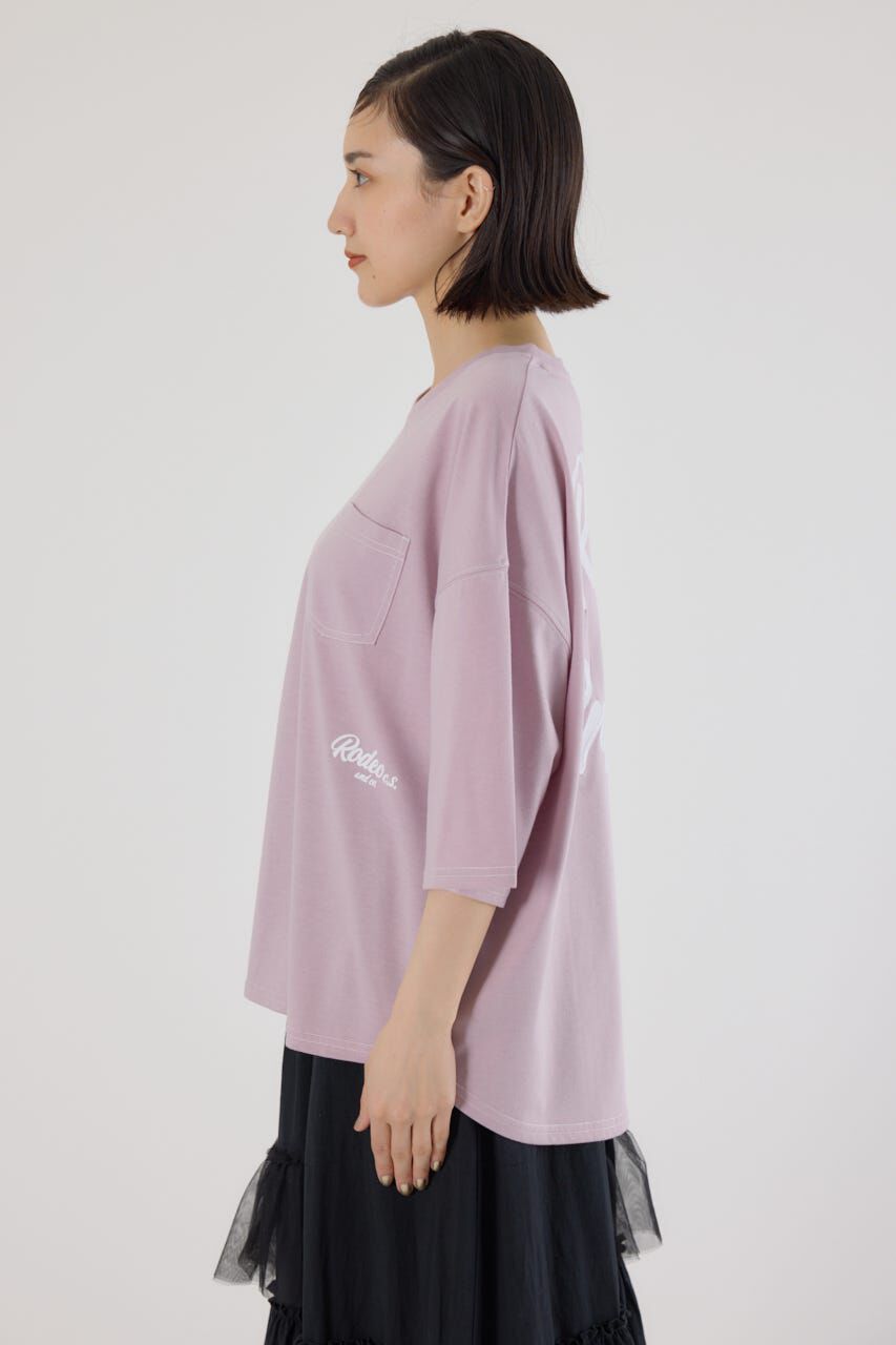 RODEO CROWNS「カラーステッチVネック5分袖Tシャツ」|Tシャツ・カットソー|