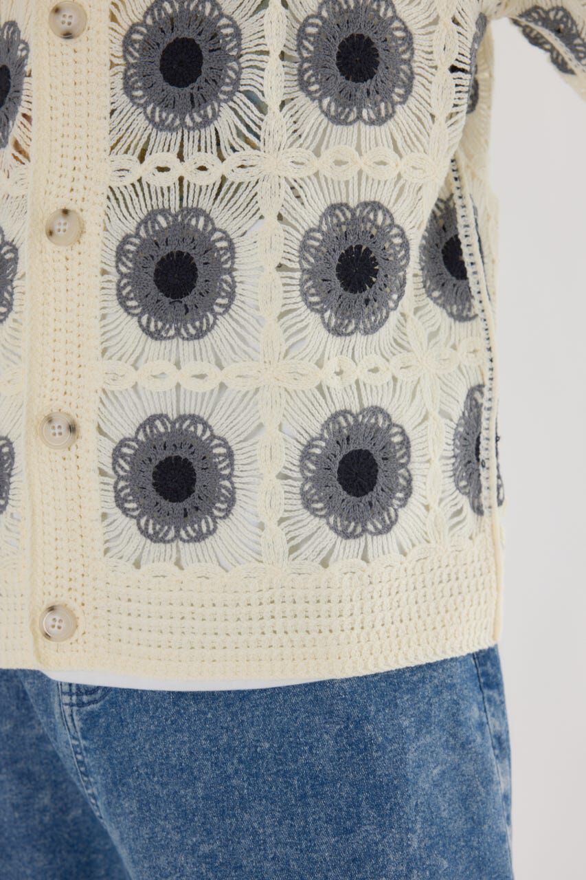 RODEO CROWNS「クロシェフラワーニットカーディガン」|カーディガン|