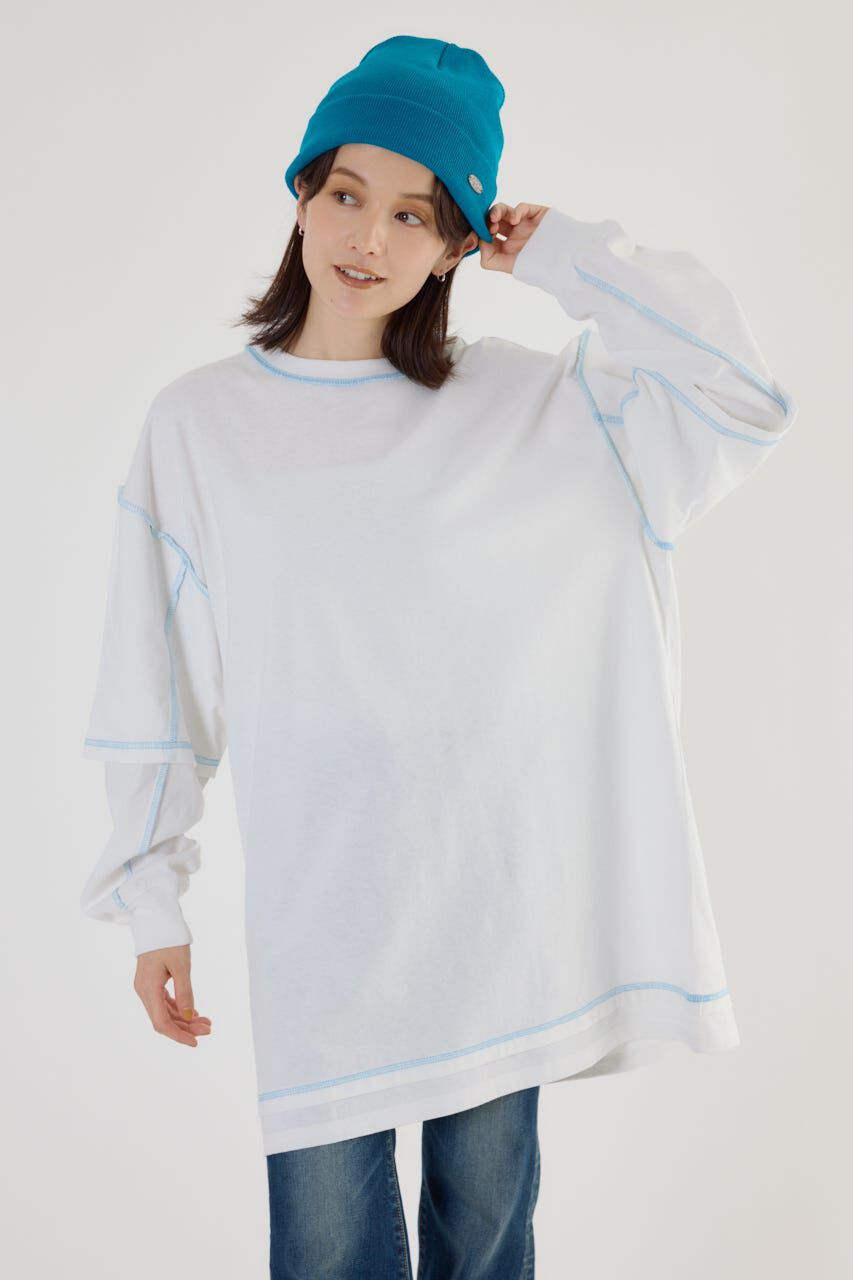 RODEO CROWNS「カラーステッチレイヤードワンピース」|ワンピース|O/WHT1