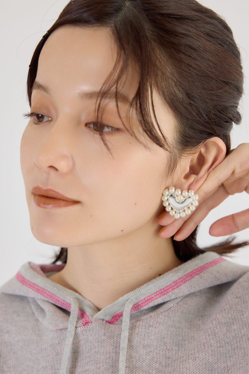 RODEO CROWNS「フェイクパールフレームハートピアス」|ピアス|