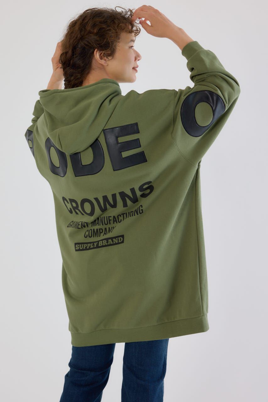 RODEO CROWNS「フェイクレザーパッチパーカーワンピース」|ワンピース|