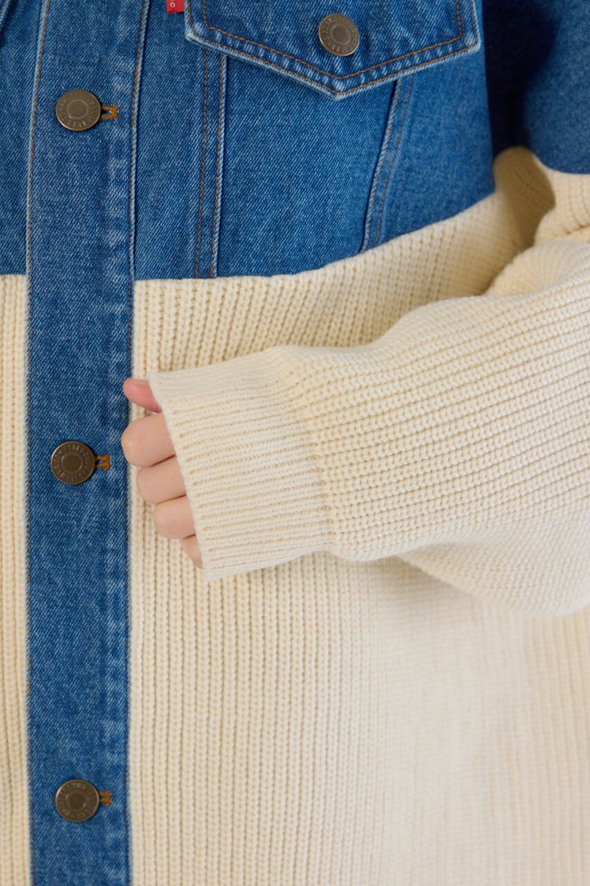 RODEO CROWNS「ニットドッキングルーズデニムジャケット」|デニムジャケット|