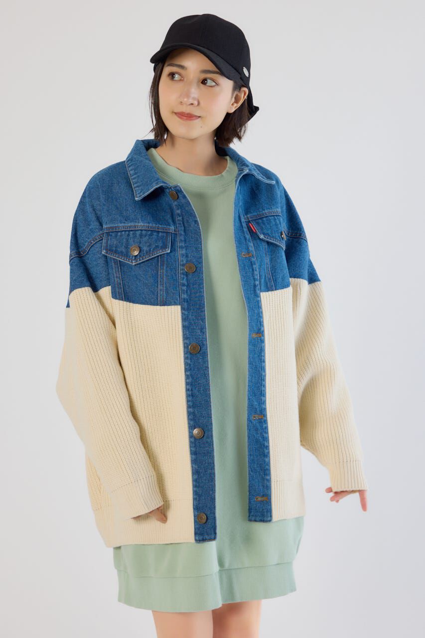 RODEO CROWNS「ニットドッキングルーズデニムジャケット」|デニムジャケット|