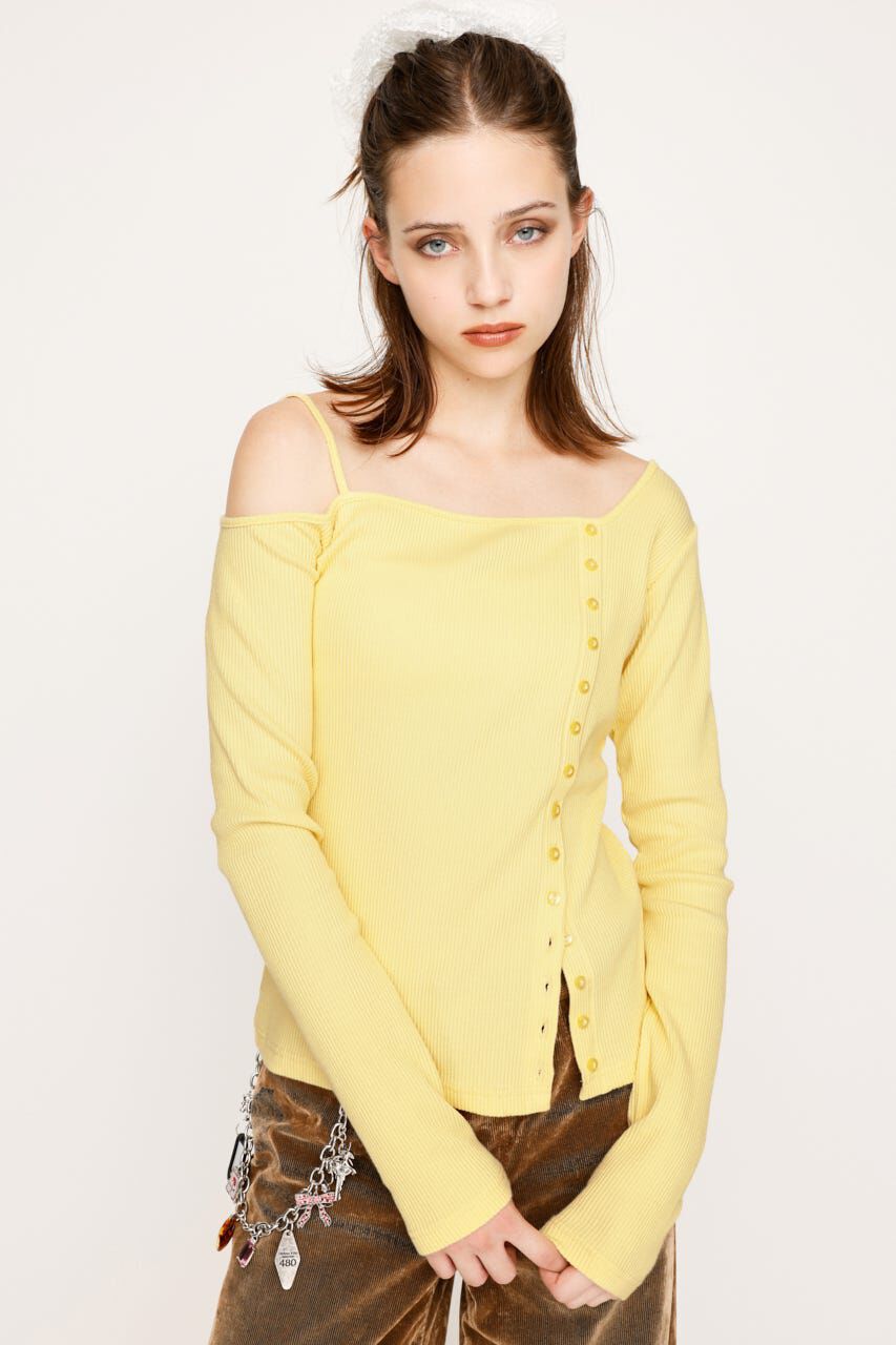SLY「ASYMMETRY BUTTON トップス」|Tシャツ・カットソー|YEL