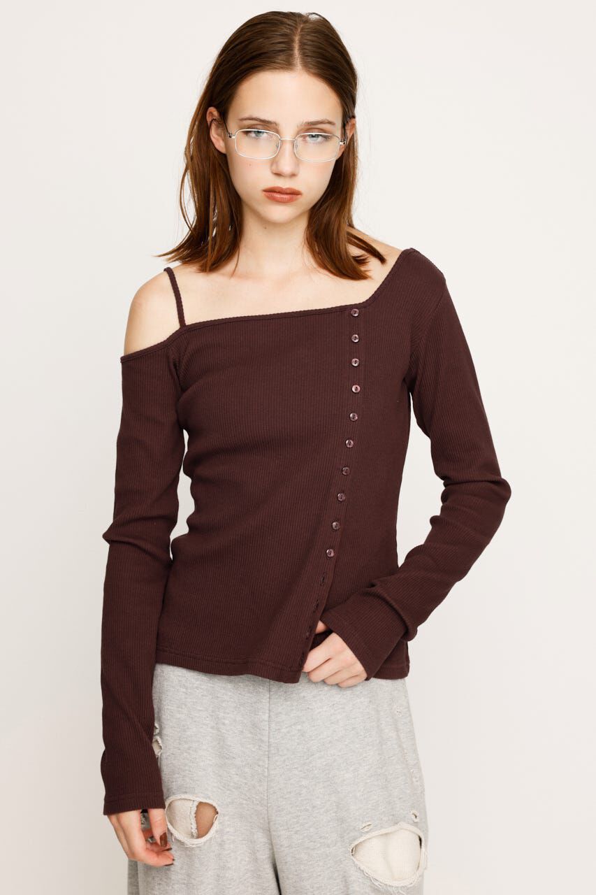 SLY「ASYMMETRY BUTTON トップス」|Tシャツ・カットソー|