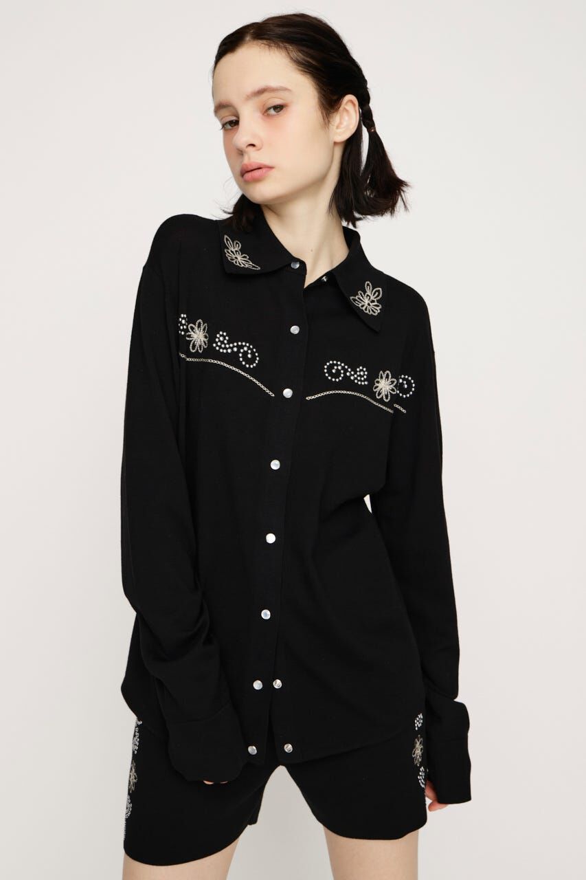 SLY「WESTERN STUDS KNIT シャツ」|シャツ・ブラウス|BLK