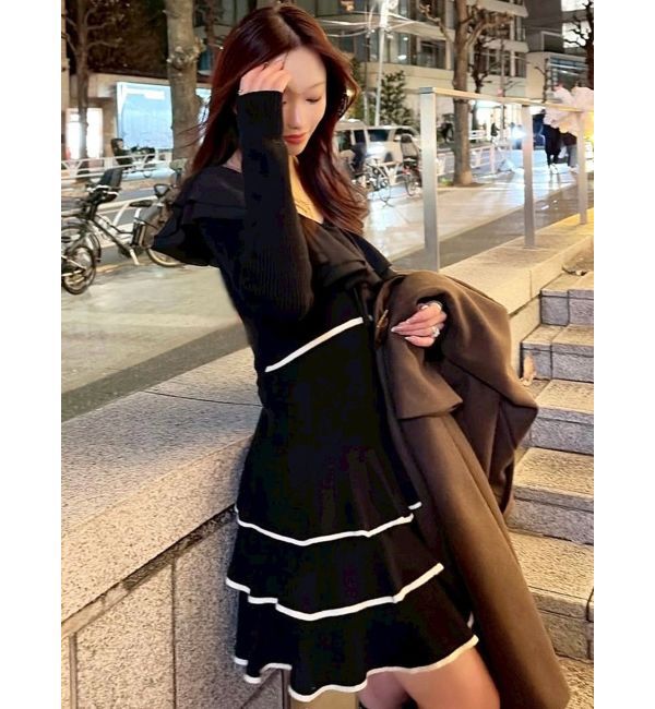 RESEXXY「ラッフルデザインミニニットワンピース」|ワンピース|