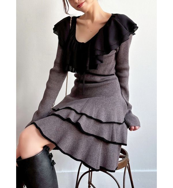 RESEXXY「ラッフルデザインミニニットワンピース」|ワンピース|