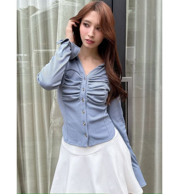 RESEXXY「フロントギャザーリブトップス」|Tシャツ・カットソー|