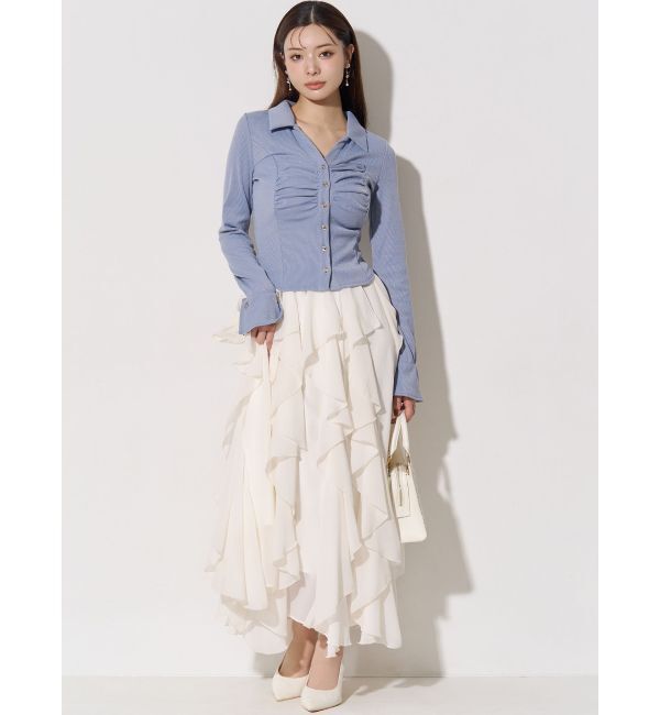 RESEXXY「フロントギャザーリブトップス」|Tシャツ・カットソー|