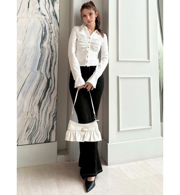 RESEXXY「フロントギャザーリブトップス」|Tシャツ・カットソー|