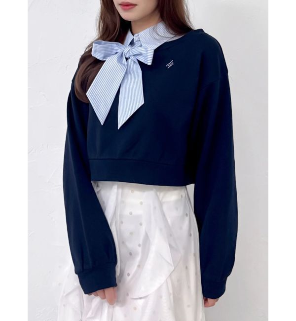 dazzlin「ボウタイシャツレイヤードスウェット」|スウェット・ジャージ|