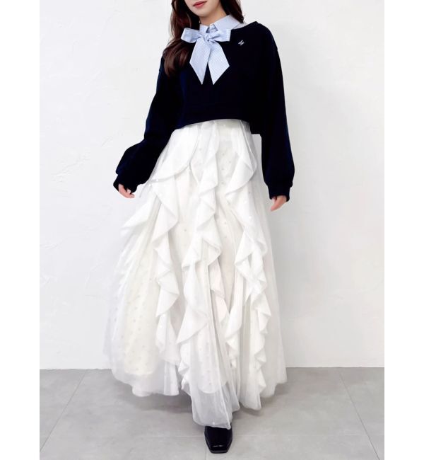 dazzlin「ボウタイシャツレイヤードスウェット」|スウェット・ジャージ|