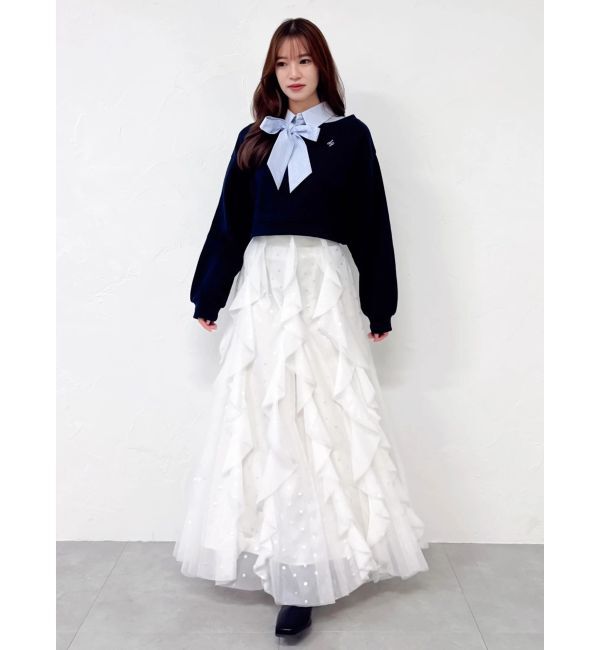 dazzlin「ボウタイシャツレイヤードスウェット」|スウェット・ジャージ|