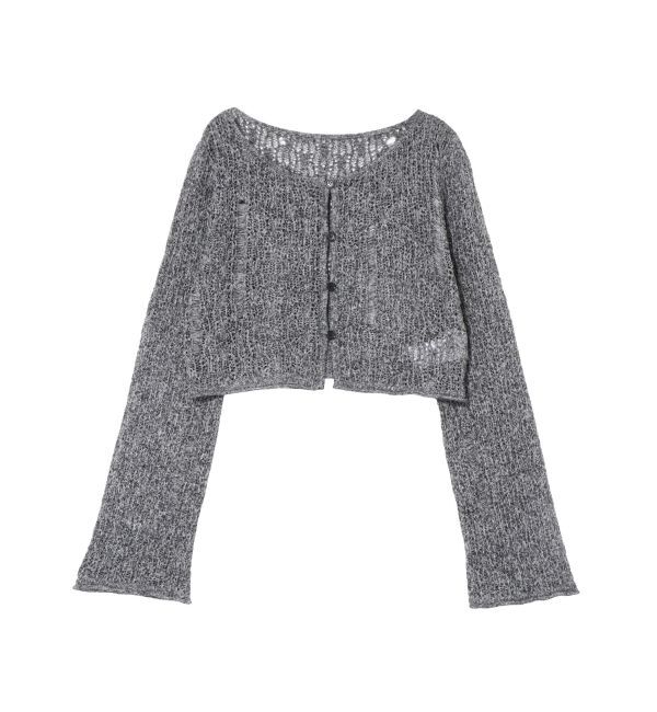 MERCURYDUO「【OUNNOUN】メッシュクロップドニットカーデ」|カーディガン|