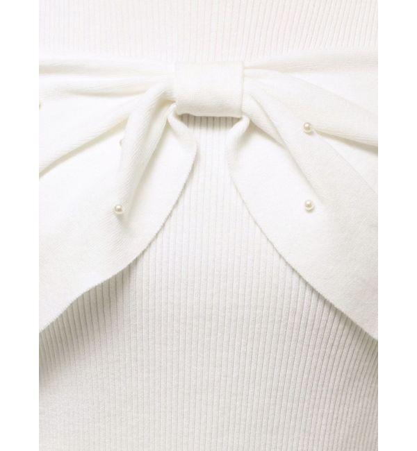 MERCURYDUO「オフショルリボンパールニット」|ニット・セーター|
