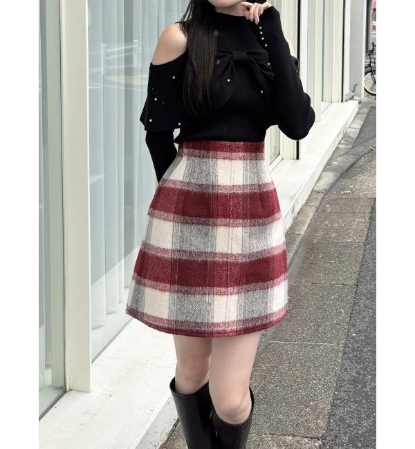 MERCURYDUO「オフショルリボンパールニット」|ニット・セーター|