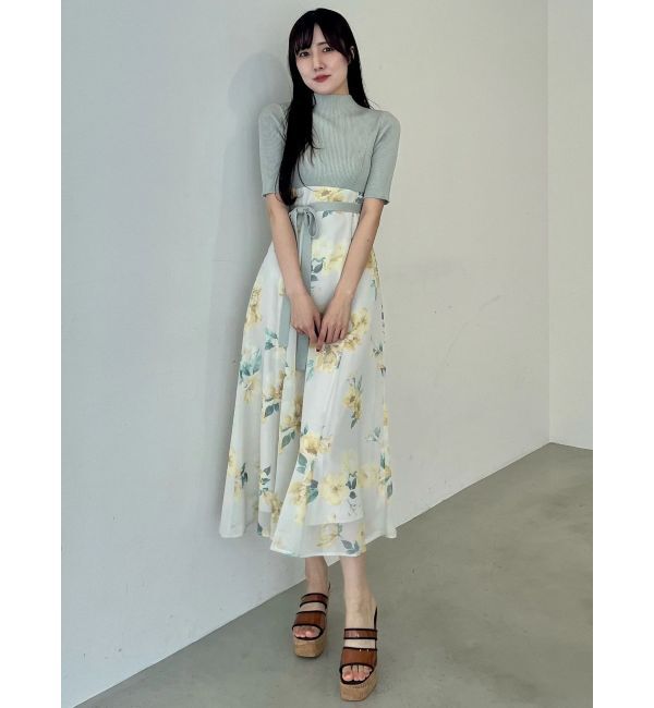 MERCURYDUO「花柄ドッキングハーフスリーブワンピース」|ワンピース|