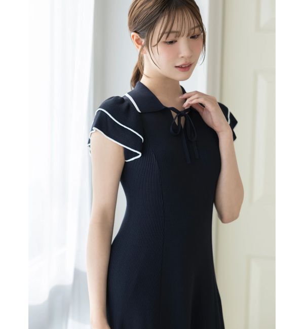 MERCURYDUO「ポロ衿ラッフルニットワンピース」|ワンピース|