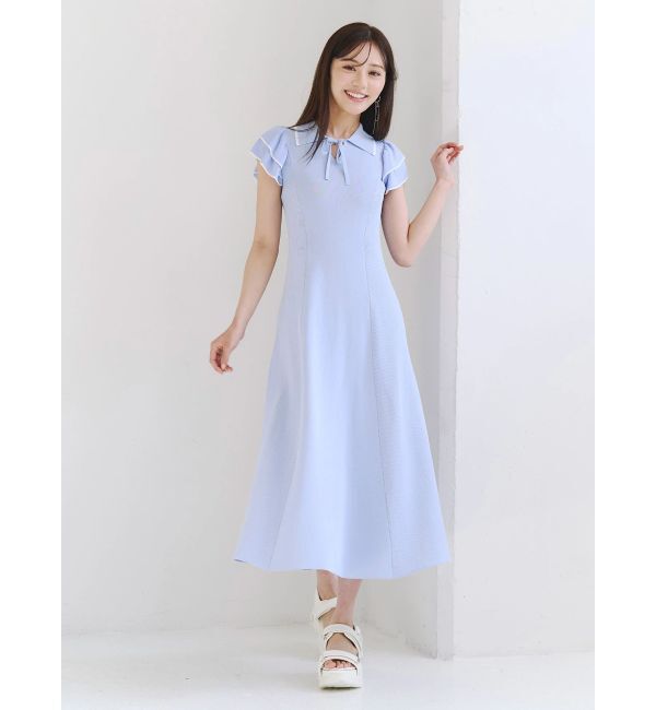 MERCURYDUO「ポロ衿ラッフルニットワンピース」|ワンピース|