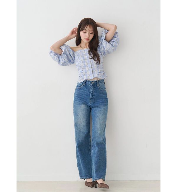 MERCURYDUO「2WAYチェックオフショルベアブラウス」|シャツ・ブラウス|