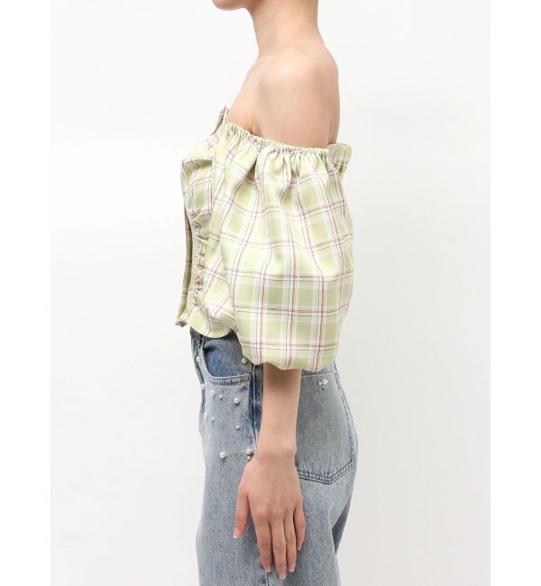 MERCURYDUO「2WAYチェックオフショルベアブラウス」|シャツ・ブラウス|