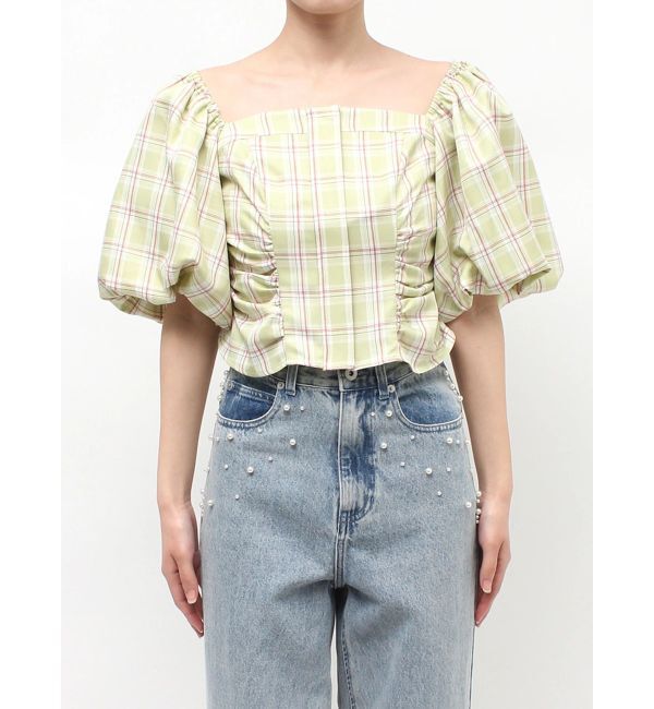 MERCURYDUO「2WAYチェックオフショルベアブラウス」|シャツ・ブラウス|