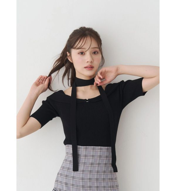 MERCURYDUO「2wayチョーカーネックニット」|ニット・セーター|ブラック
