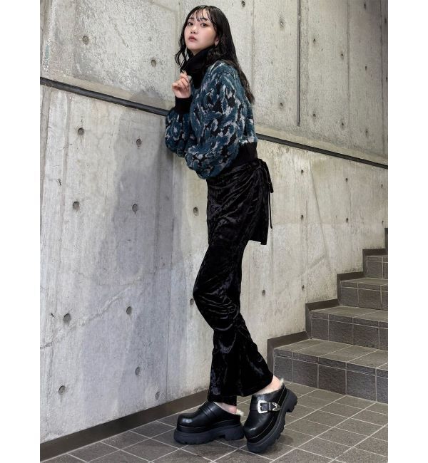 MURUA「スカートレイヤードシャーリングベロアパンツ」|その他|