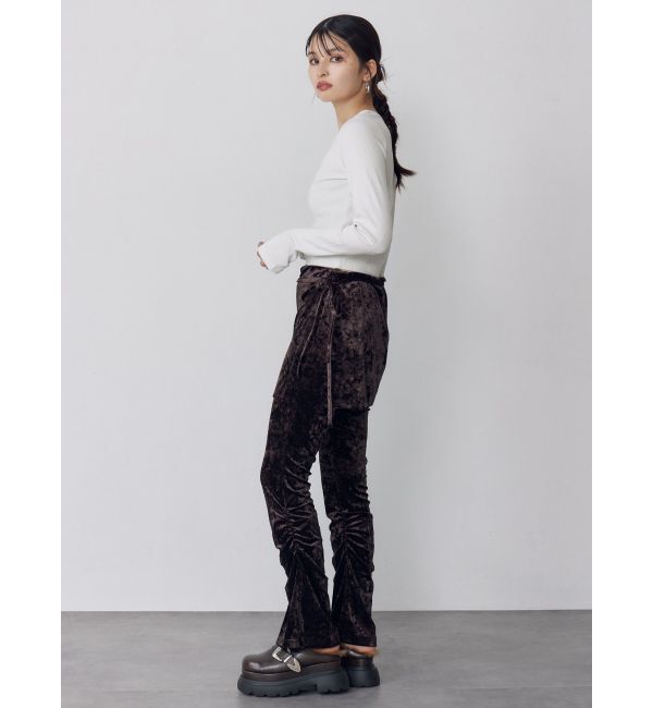 MURUA「スカートレイヤードシャーリングベロアパンツ」|その他|