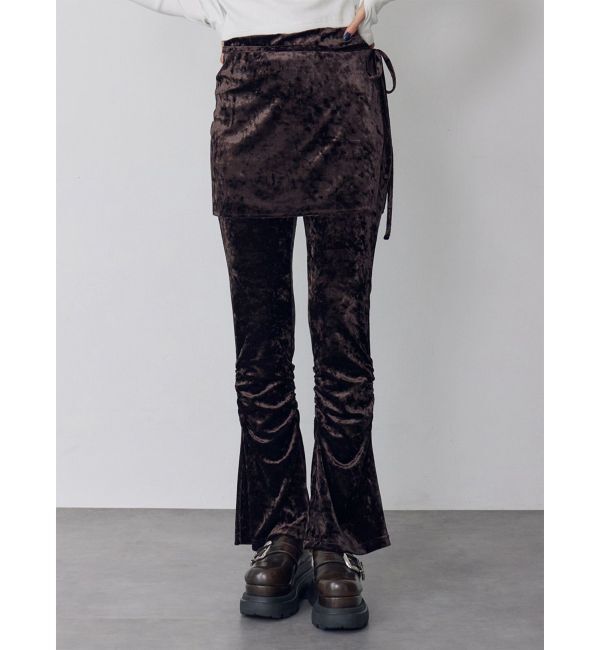 MURUA「スカートレイヤードシャーリングベロアパンツ」|その他|ブラウン