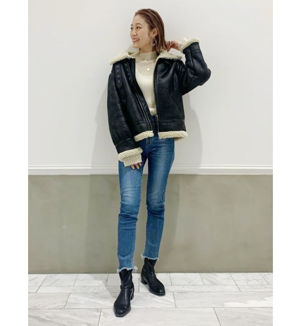 Ungrid「ハイウエストフレイドヘムストスリ」|デニム|