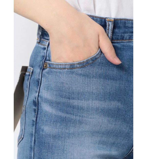 Ungrid「ハイウエストフレイドヘムストスリ」|デニム|
