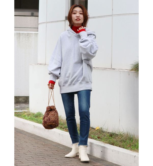 Ungrid「ハイウエストフレイドヘムストスリ」|デニム|