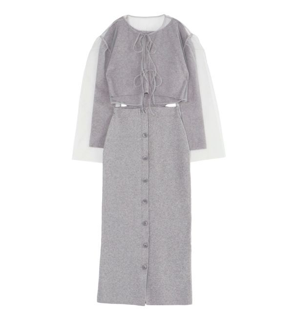 LAGUNAMOON「チュールカーデセットニットワンピース」|ワンピース|