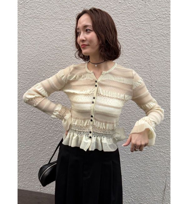 LAGUNAMOON「シアーボーダーカーデプルオーバー」|ニット・セーター|