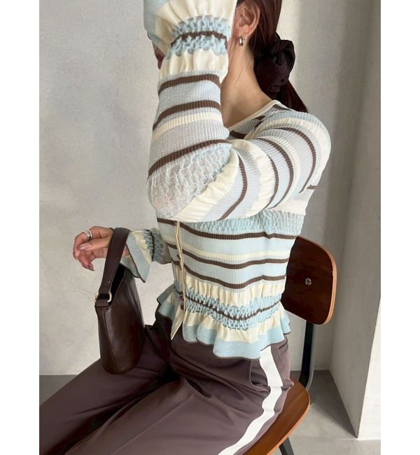 LAGUNAMOON「シアーボーダーカーデプルオーバー」|ニット・セーター|