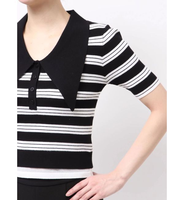 LAGUNAMOON「ヘムレイヤードビッグカラーポロニットプルオーバー」|ニット・セーター|